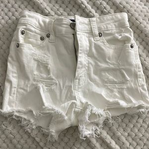 white jean shorts